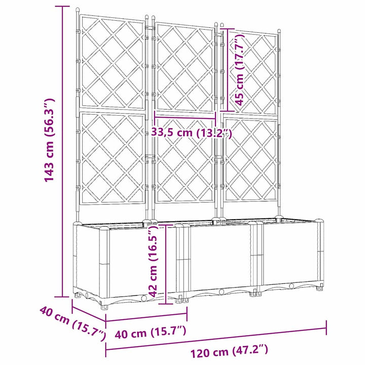 Have Blomsterkrukke 3 stk. Hvid 120 x 40 x 143 cm PP