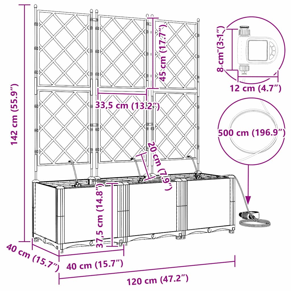 Have Blomsterkrukke 3 pcs Hvid 120 x 40 x 142 cm Plastik