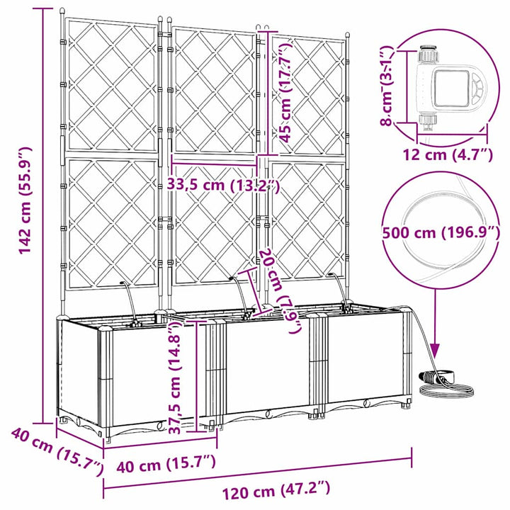 Have Blomsterkrukke 3 pcs Hvid 120 x 40 x 142 cm Plastik