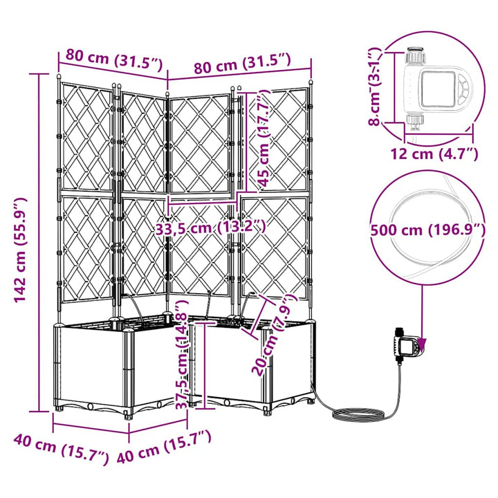Have Blomsterkrukke 3 stk. Hvid 80 x 80 x 142 cm PP