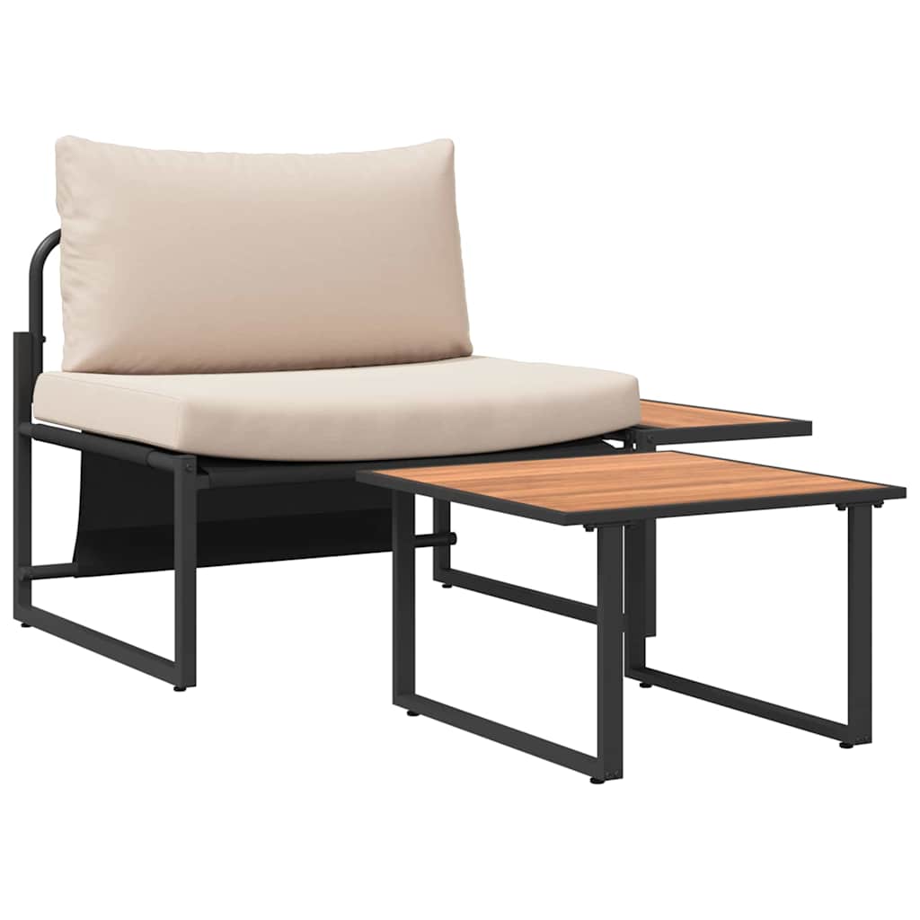 Havesofa Sæt 2 pcs Gråbrun Stål