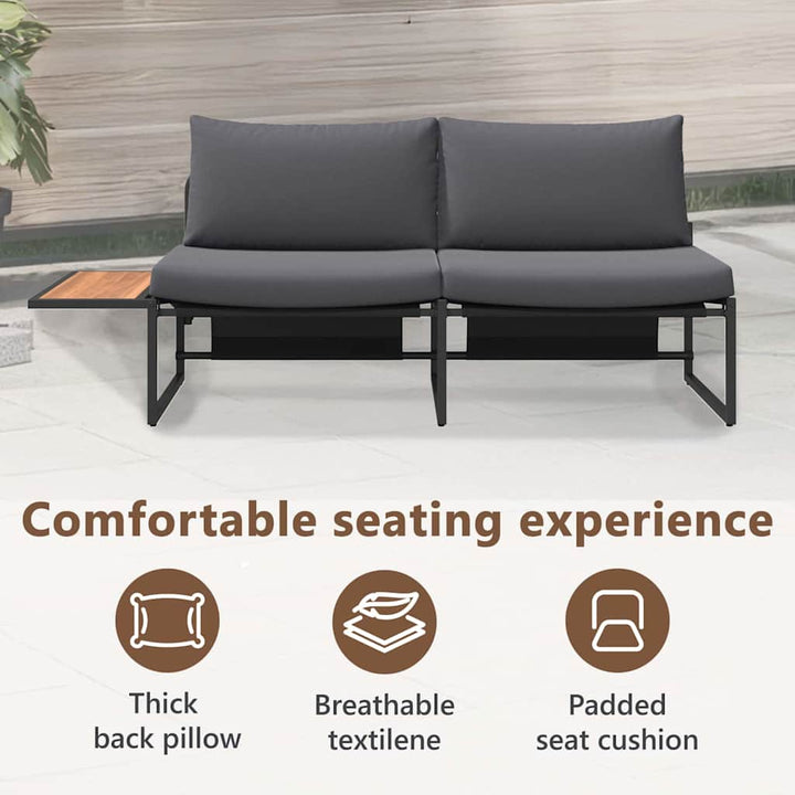 Havemøbelsofa med pude Antracit 200,5 x 70 x 85,5 cm Stål