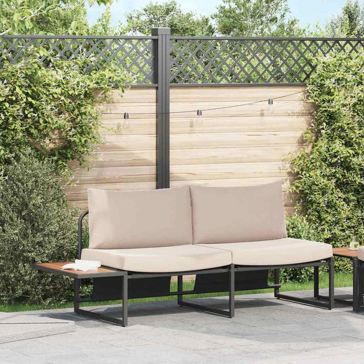 Havemøbelsofa med pude Gråbrun 200,5 x 70 x 85,5 cm Stål