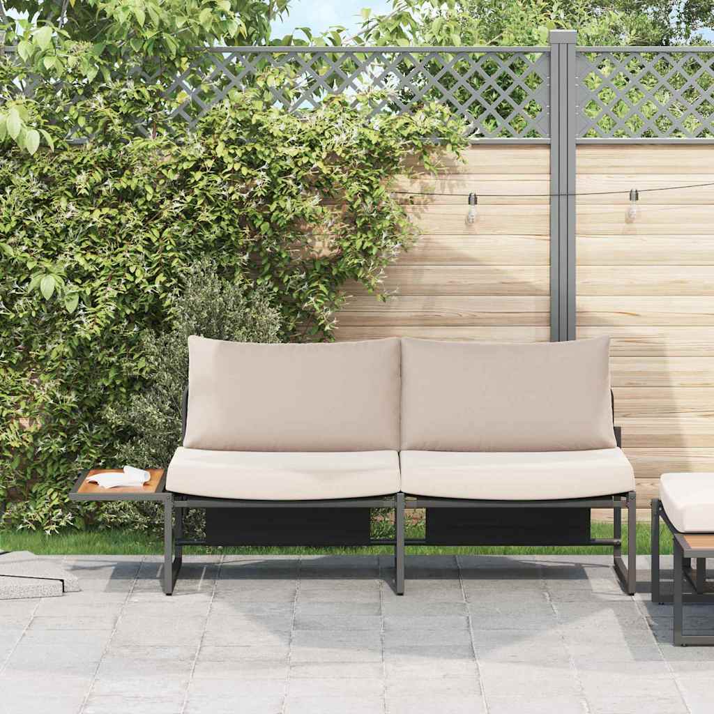 Havemøbelsofa med pude Gråbrun 200,5 x 70 x 85,5 cm Stål