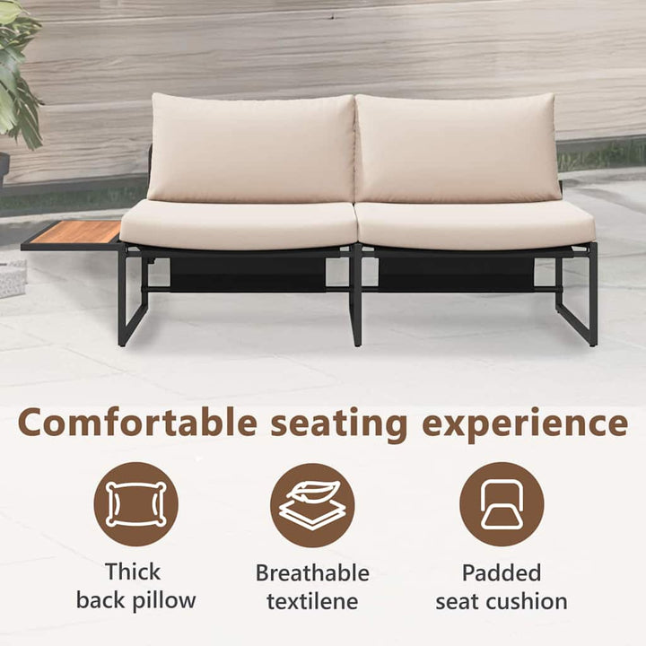 Havemøbelsofa med pude Gråbrun 200,5 x 70 x 85,5 cm Stål
