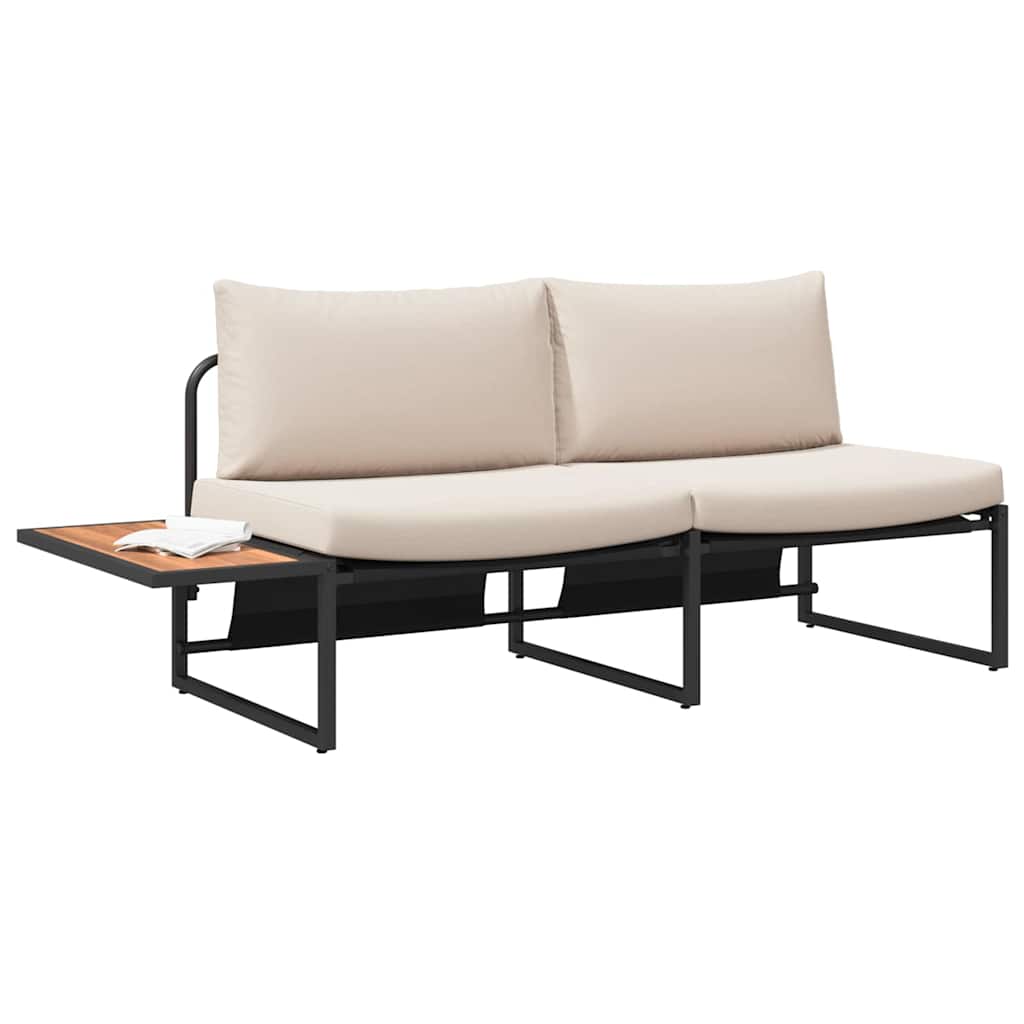 Havemøbelsofa med pude Gråbrun 200,5 x 70 x 85,5 cm Stål
