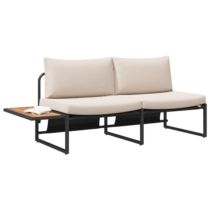Havemøbelsofa med pude Gråbrun 200,5 x 70 x 85,5 cm Stål