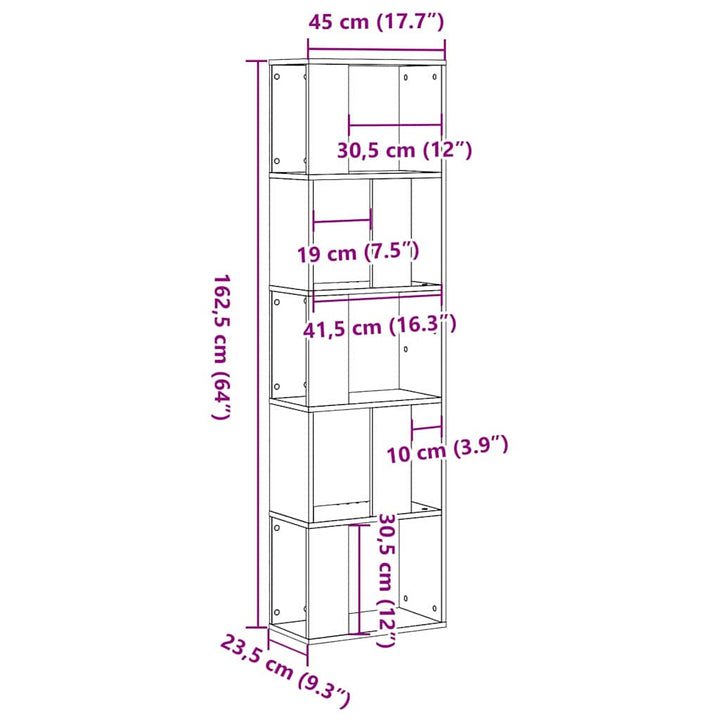 Bogreol Sort eg 45 x 23,5 x 162,5 cm