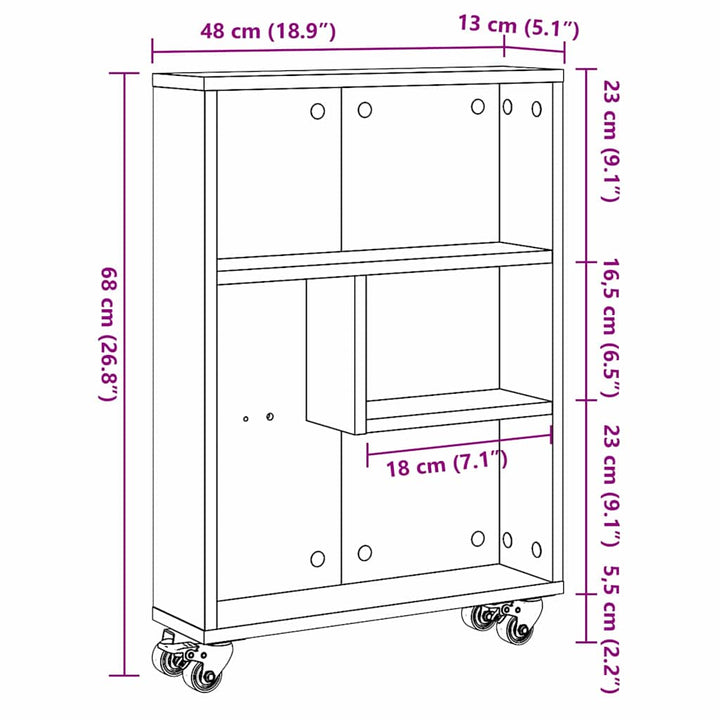 Narrow Storage Trolley Sort eg 48 x 13 x 68 cm