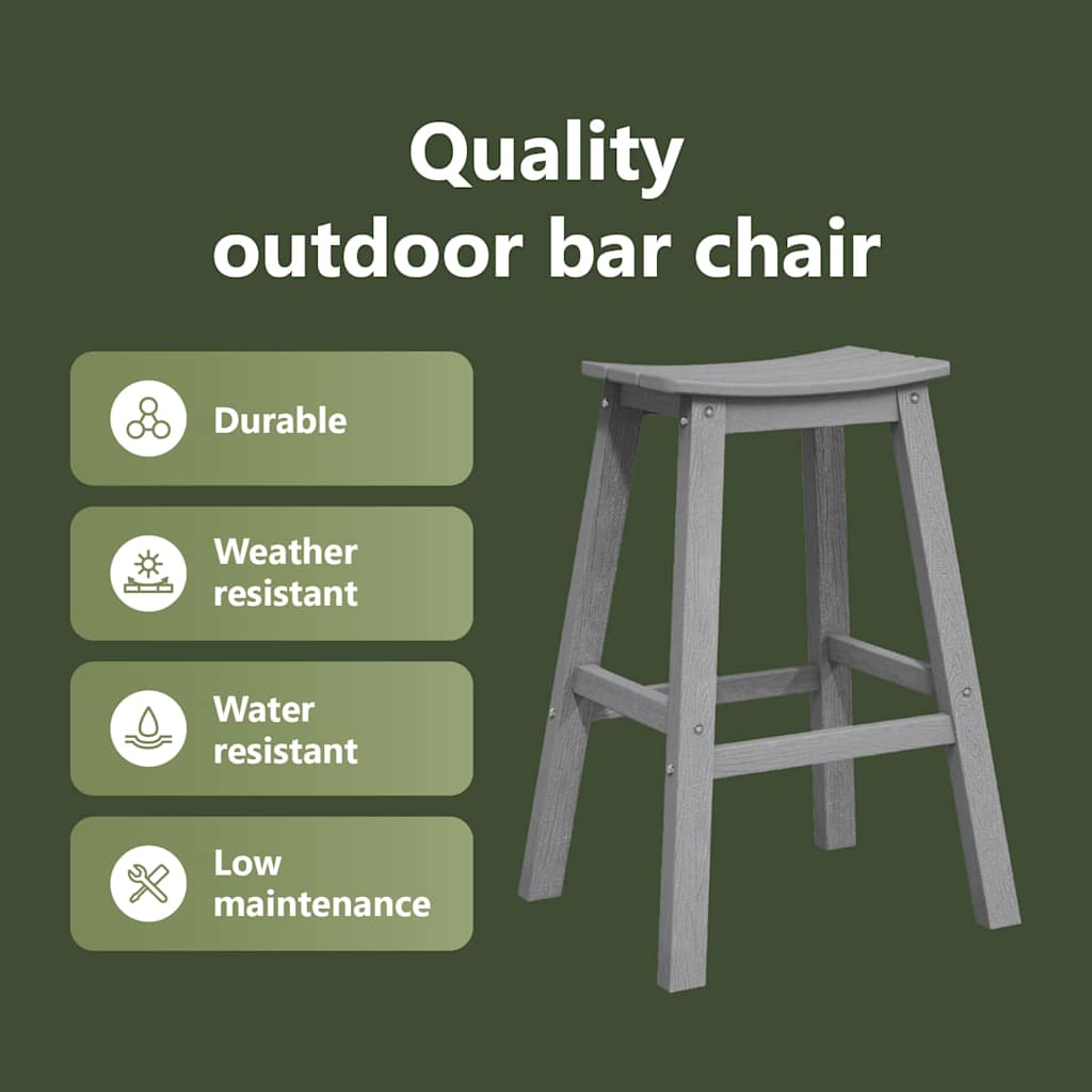 Barbænk 2 pcs Lysegrå 52 x 43 x 73,5 cm HDPE