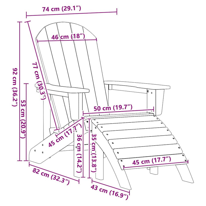 Adirondack-stol Mørkeblå 82 x 74 x 92 cm HDPE