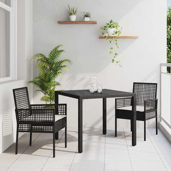 Have Spisebordssæt 3 pcs Sort polyrattan