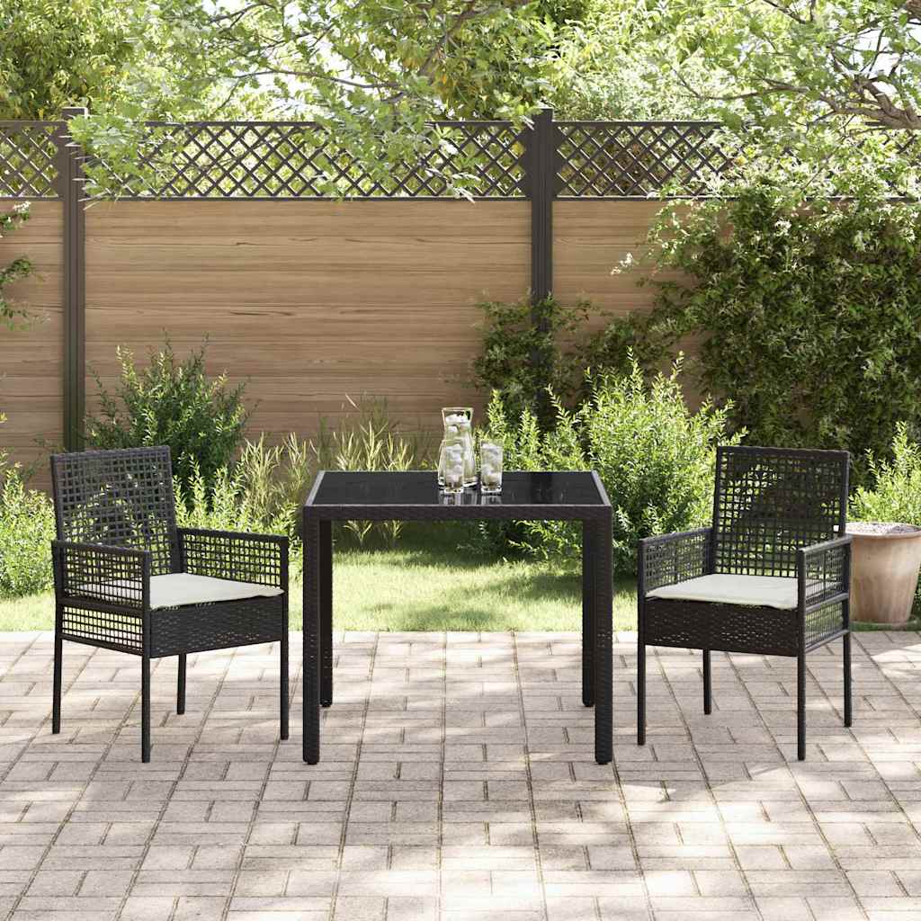 Have Spisebordssæt 3 pcs Sort polyrattan