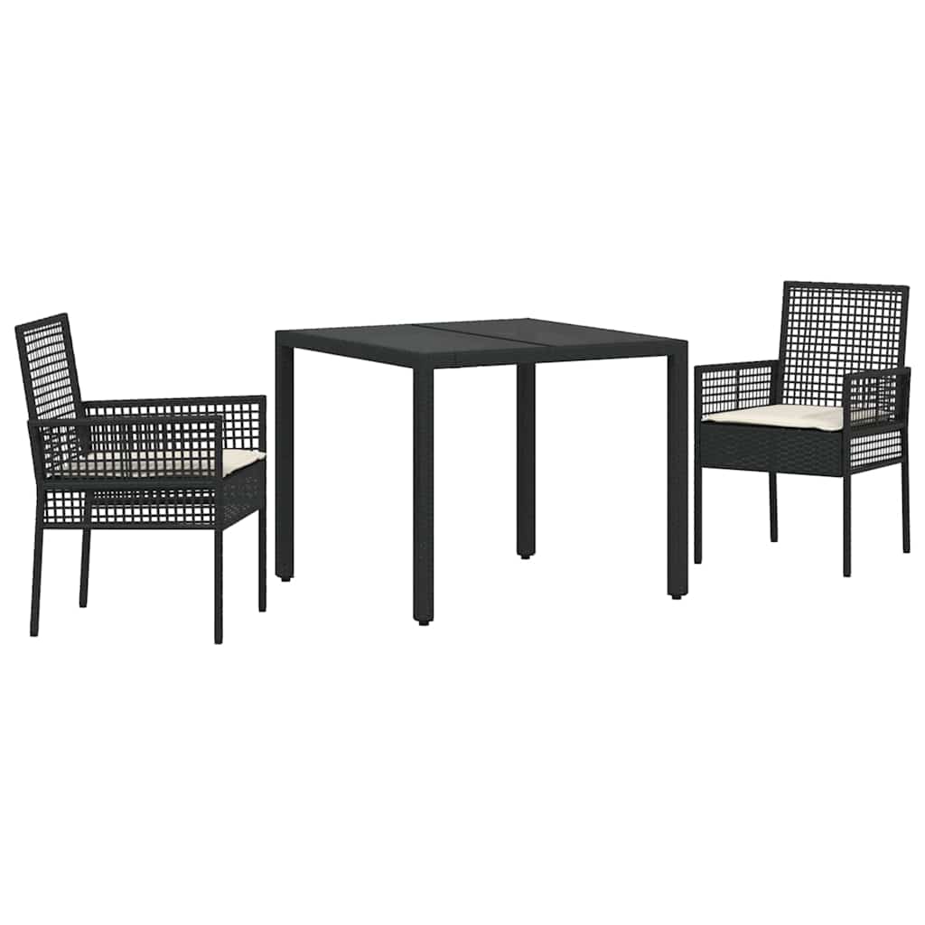 Have Spisebordssæt 3 pcs Sort polyrattan