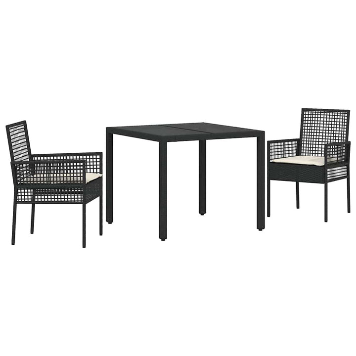 Have Spisebordssæt 3 pcs Sort polyrattan