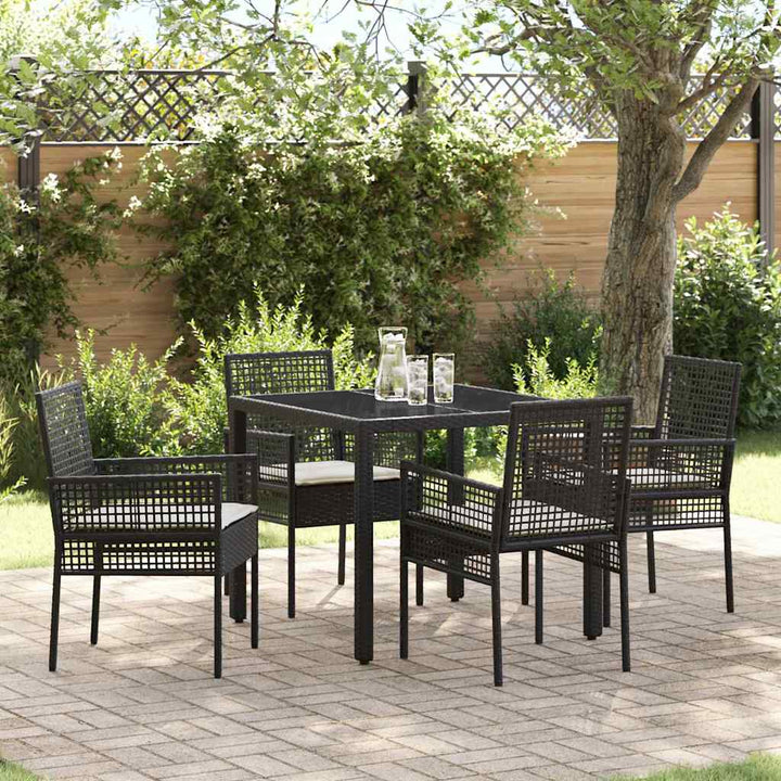 Have Spisebordssæt 5 pcs Sort polyrattan