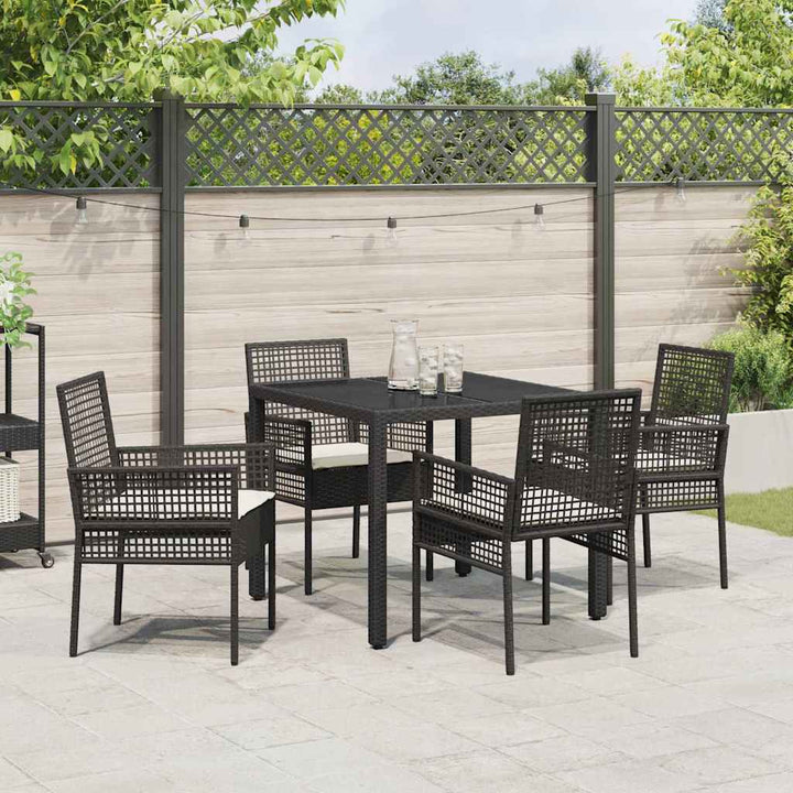 Have Spisebordssæt 5 pcs Sort polyrattan