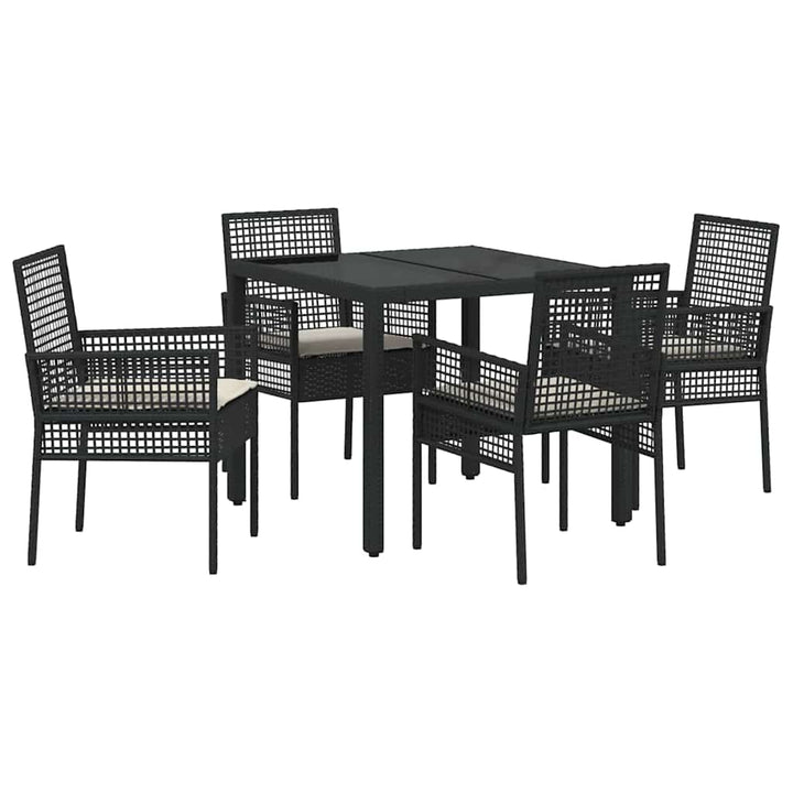 Have Spisebordssæt 5 pcs Sort polyrattan