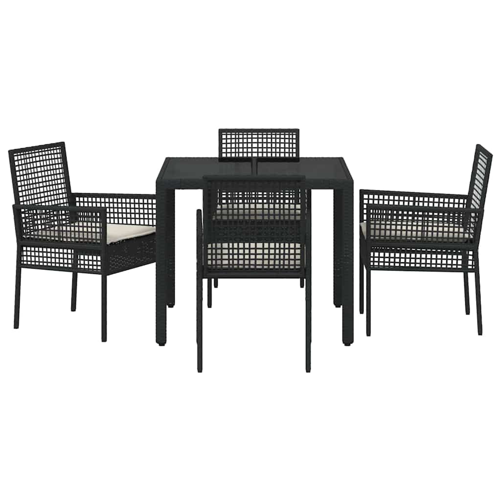 Have Spisebordssæt 5 pcs Sort polyrattan
