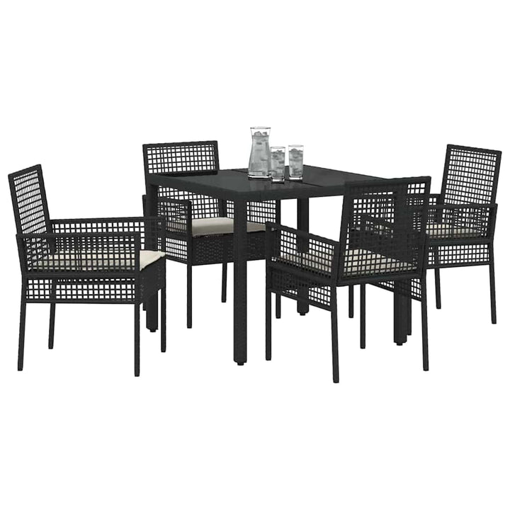 Have Spisebordssæt 5 pcs Sort polyrattan