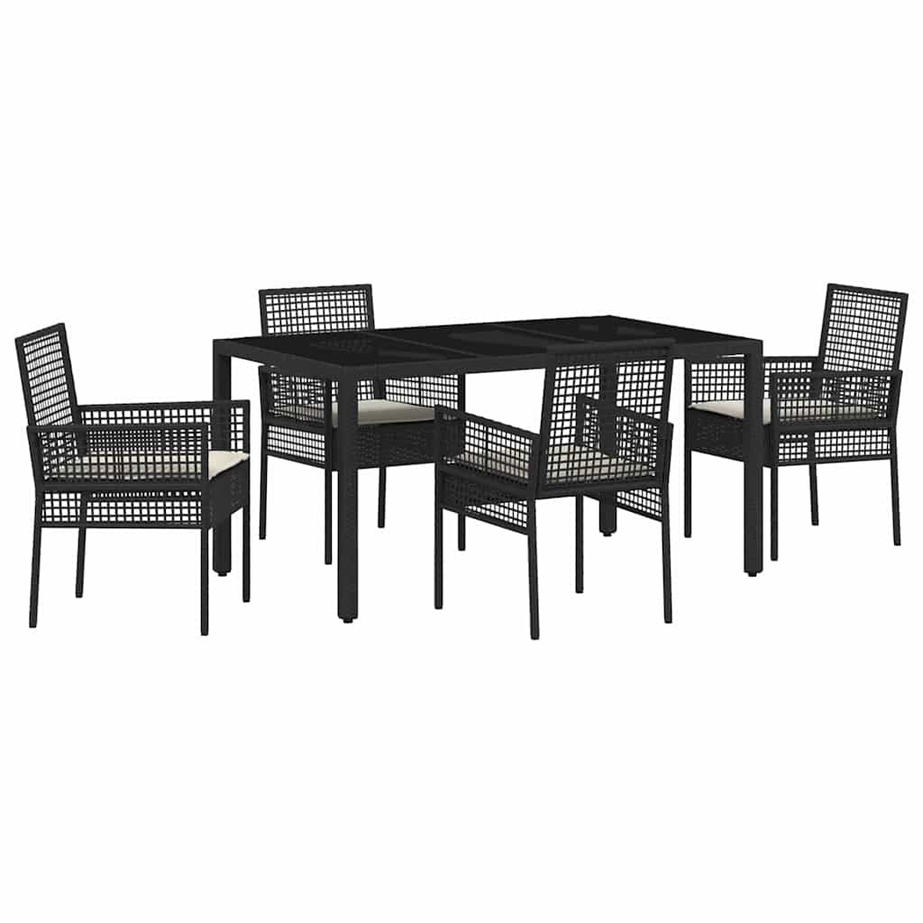 Have Spisebordssæt 5 pcs Sort polyrattan