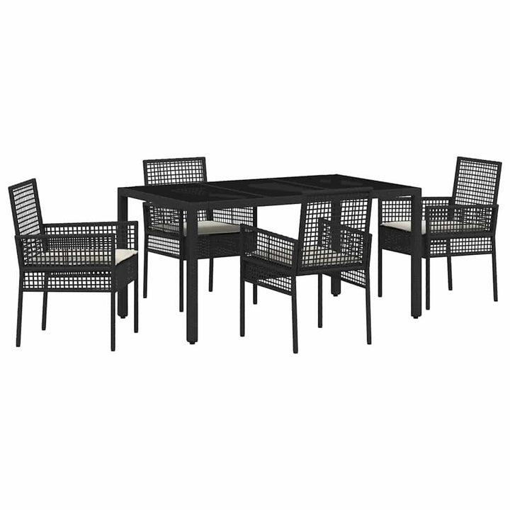 Have Spisebordssæt 5 pcs Sort polyrattan
