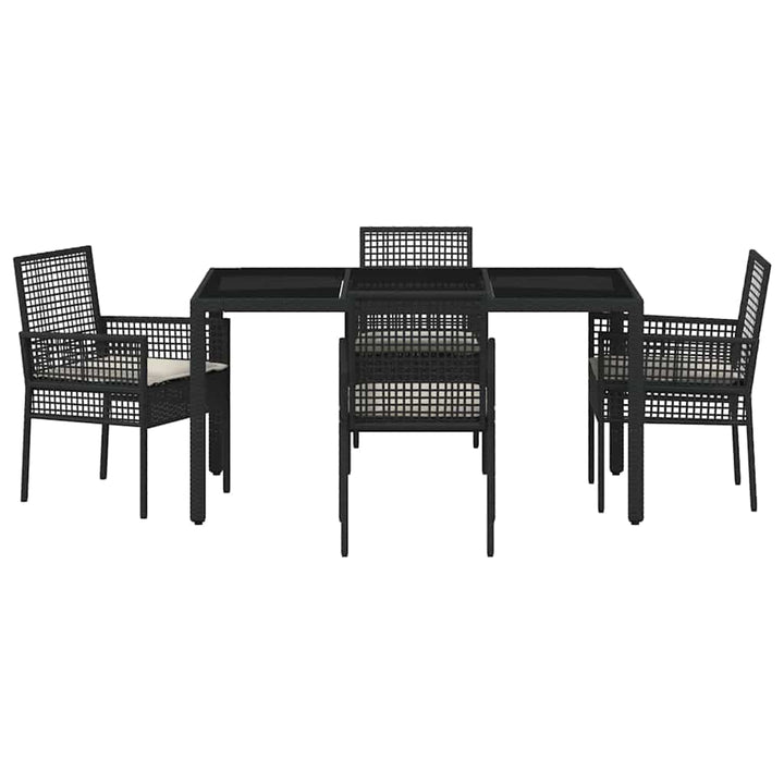 Have Spisebordssæt 5 pcs Sort polyrattan