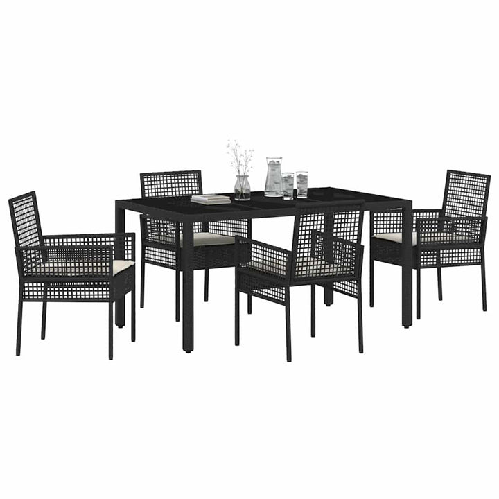 Have Spisebordssæt 5 pcs Sort polyrattan