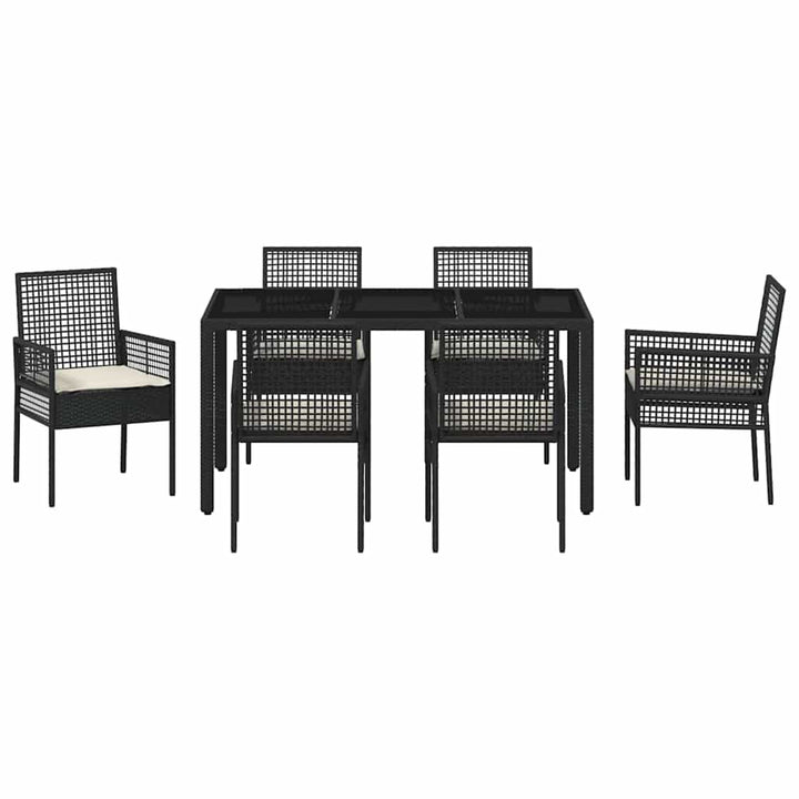 Have Spisebordssæt 7 pcs Sort polyrattan