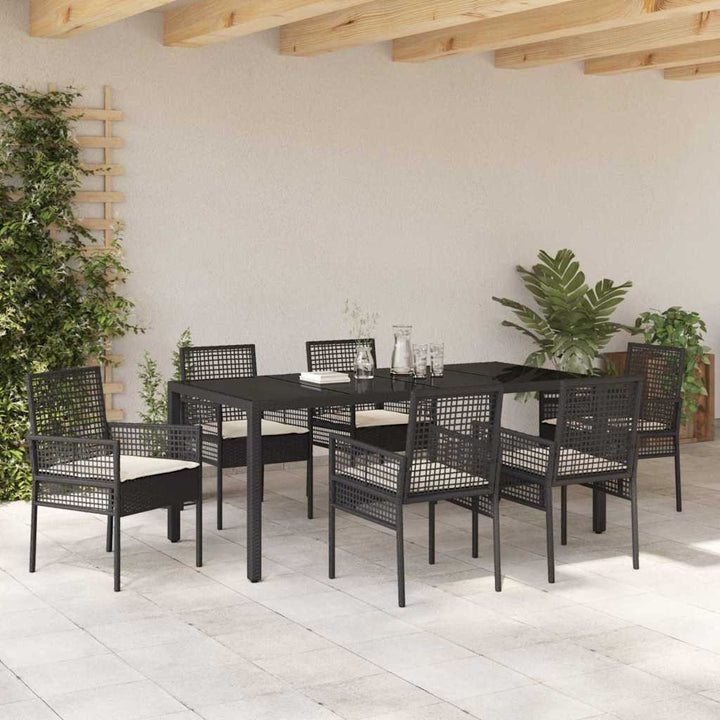 Have Spisebordssæt 7 pcs Sort polyrattan