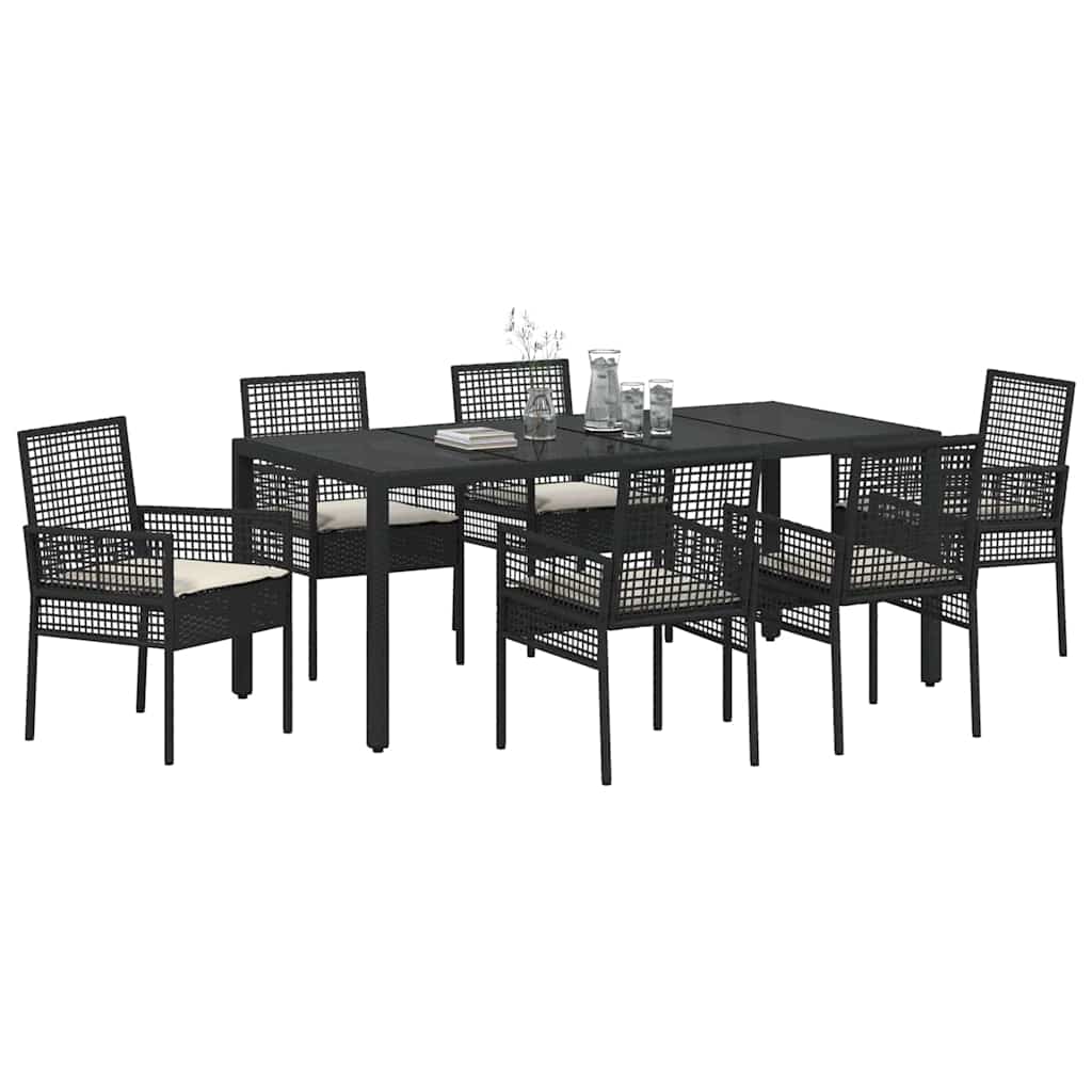 Have Spisebordssæt 7 pcs Sort polyrattan