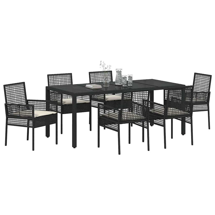 Have Spisebordssæt 7 pcs Sort polyrattan