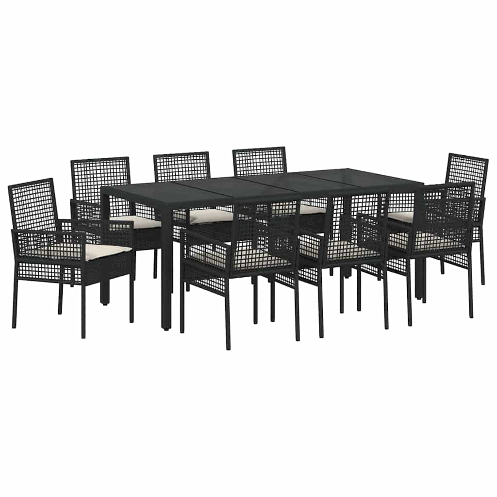 Have Spisebordssæt 9 pcs Sort polyrattan