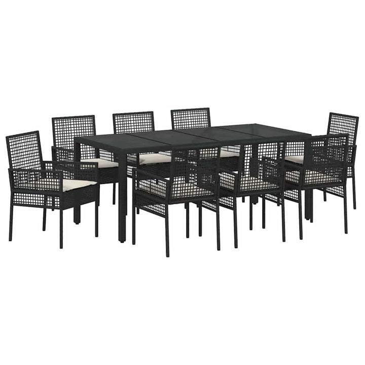 Have Spisebordssæt 9 pcs Sort polyrattan