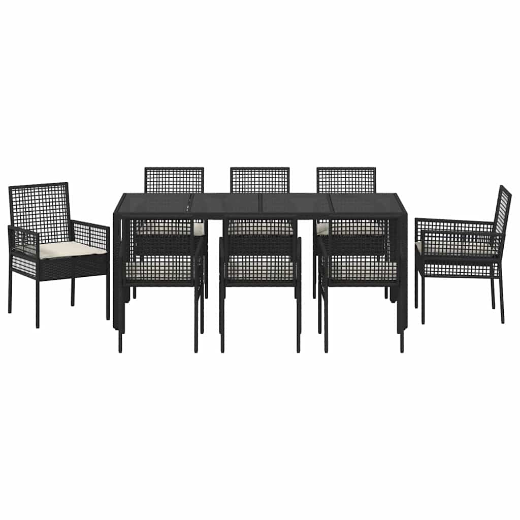 Have Spisebordssæt 9 pcs Sort polyrattan