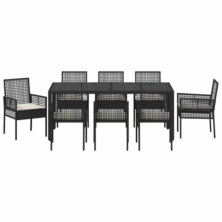 Have Spisebordssæt 9 pcs Sort polyrattan