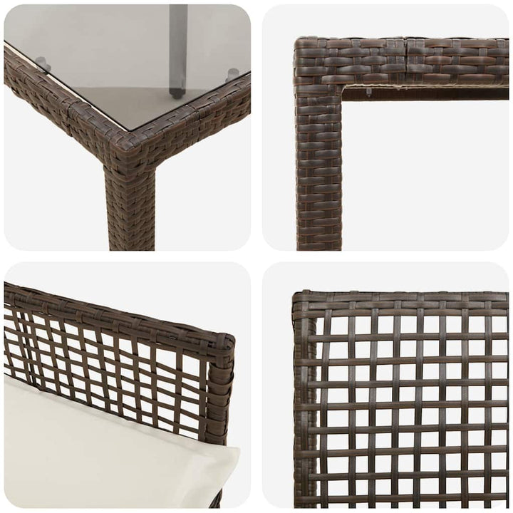 Have Spisebordssæt 3 pcs Brun polyrattan
