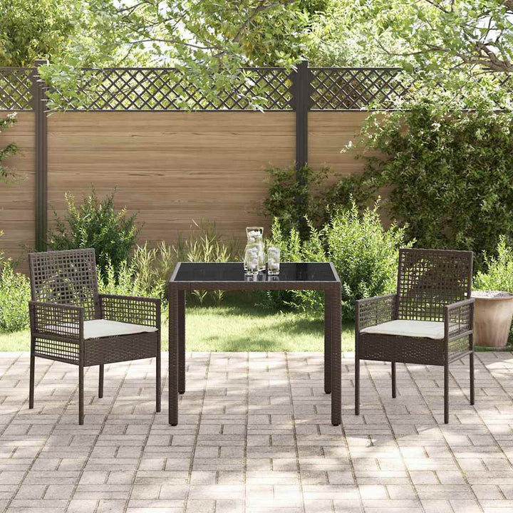Have Spisebordssæt 3 pcs Brun polyrattan