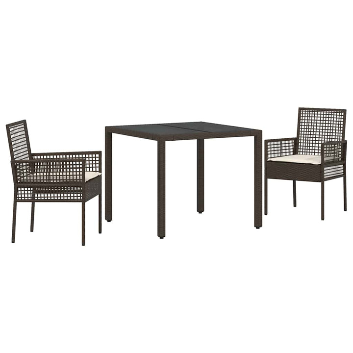 Have Spisebordssæt 3 pcs Brun polyrattan