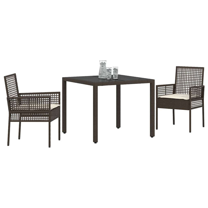 Have Spisebordssæt 3 pcs Brun polyrattan