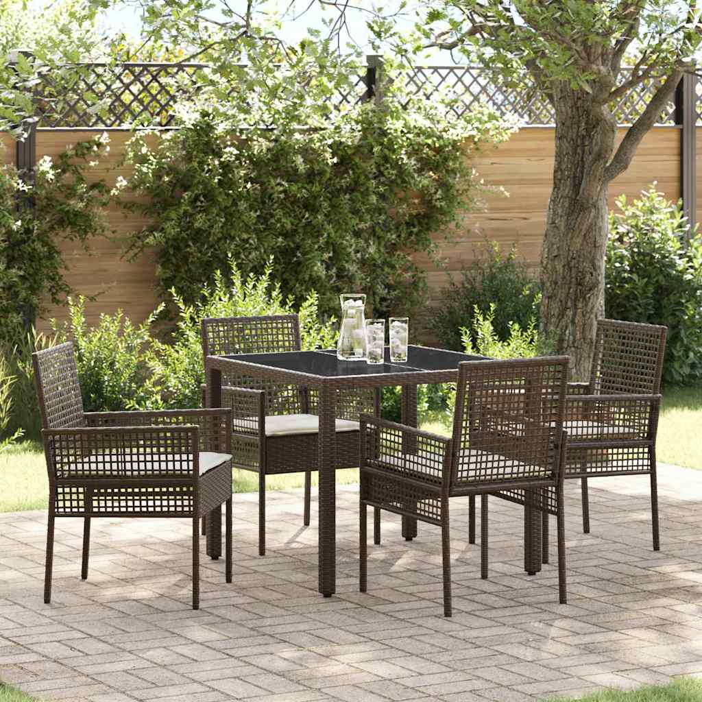 Have Spisebordssæt 5 pcs Brun polyrattan
