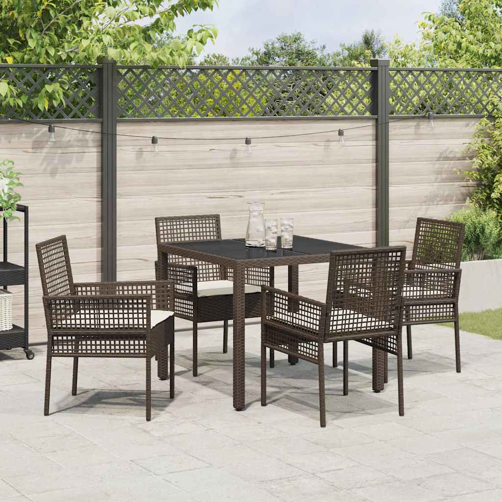 Have Spisebordssæt 5 pcs Brun polyrattan