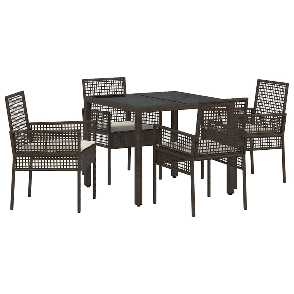 Have Spisebordssæt 5 pcs Brun polyrattan