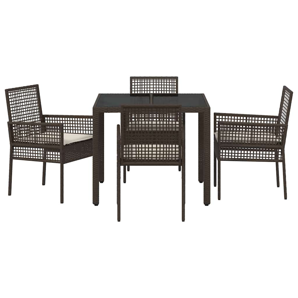 Have Spisebordssæt 5 pcs Brun polyrattan