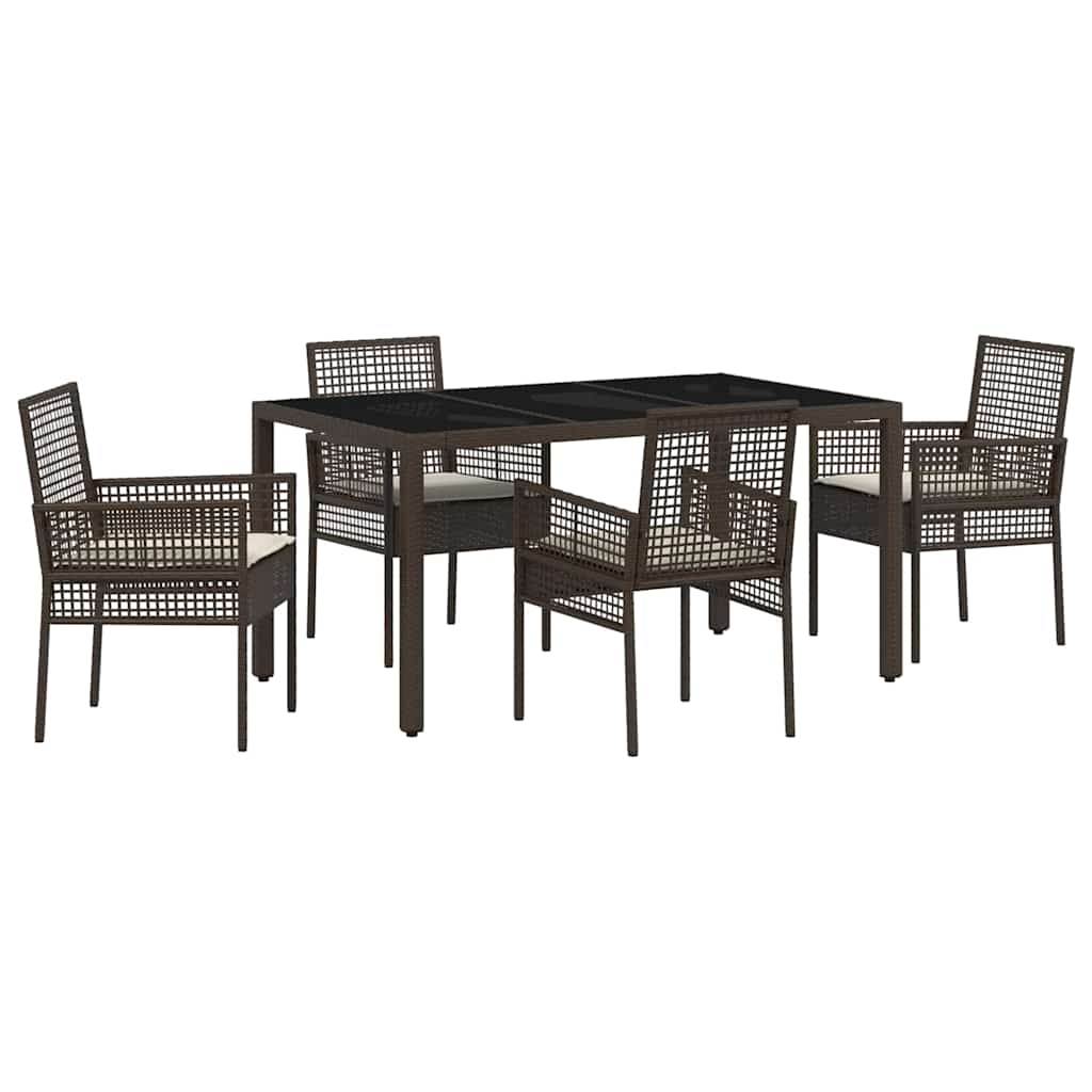 Have Spisebordssæt 5 pcs Brun polyrattan