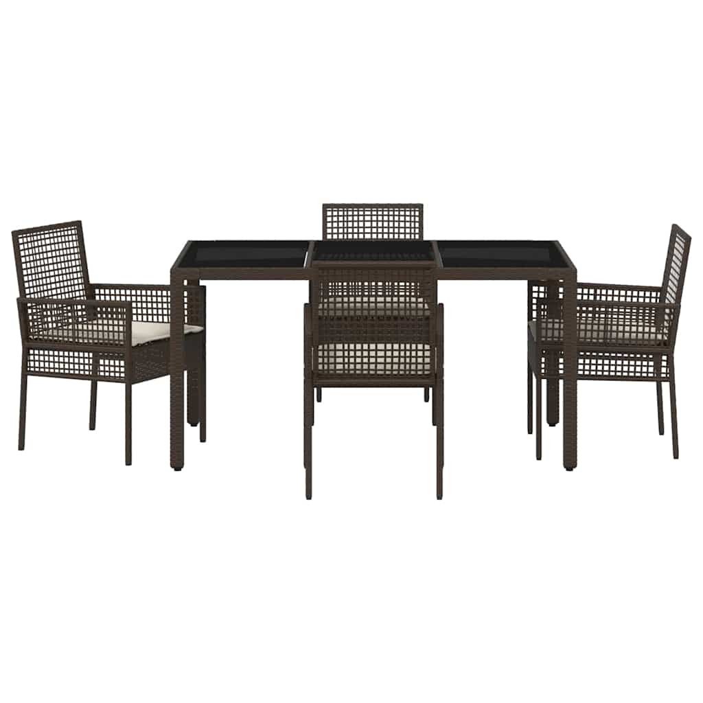Have Spisebordssæt 5 pcs Brun polyrattan