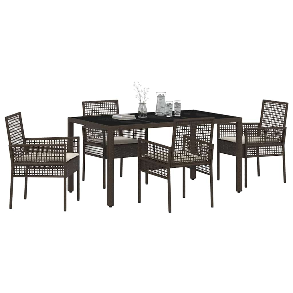 Have Spisebordssæt 5 pcs Brun polyrattan