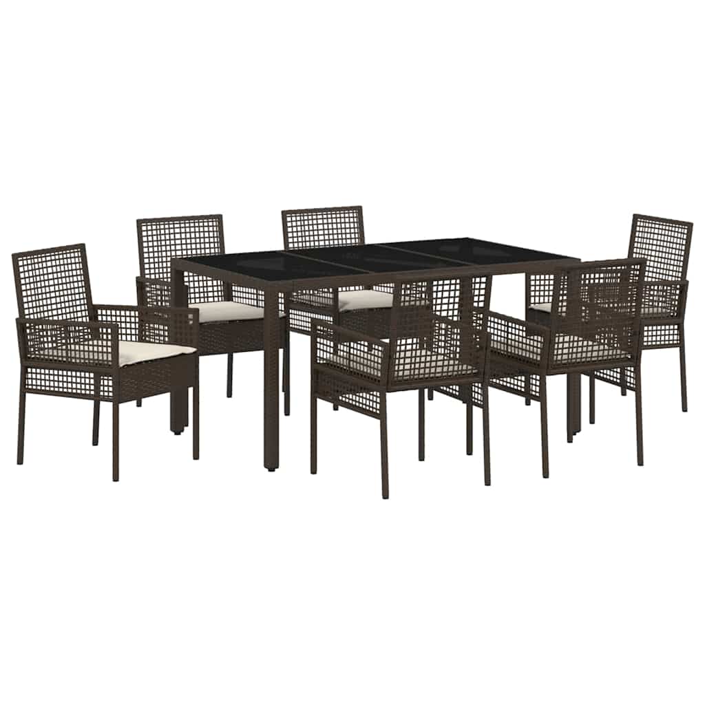 Have Spisebordssæt 7 pcs Brun polyrattan