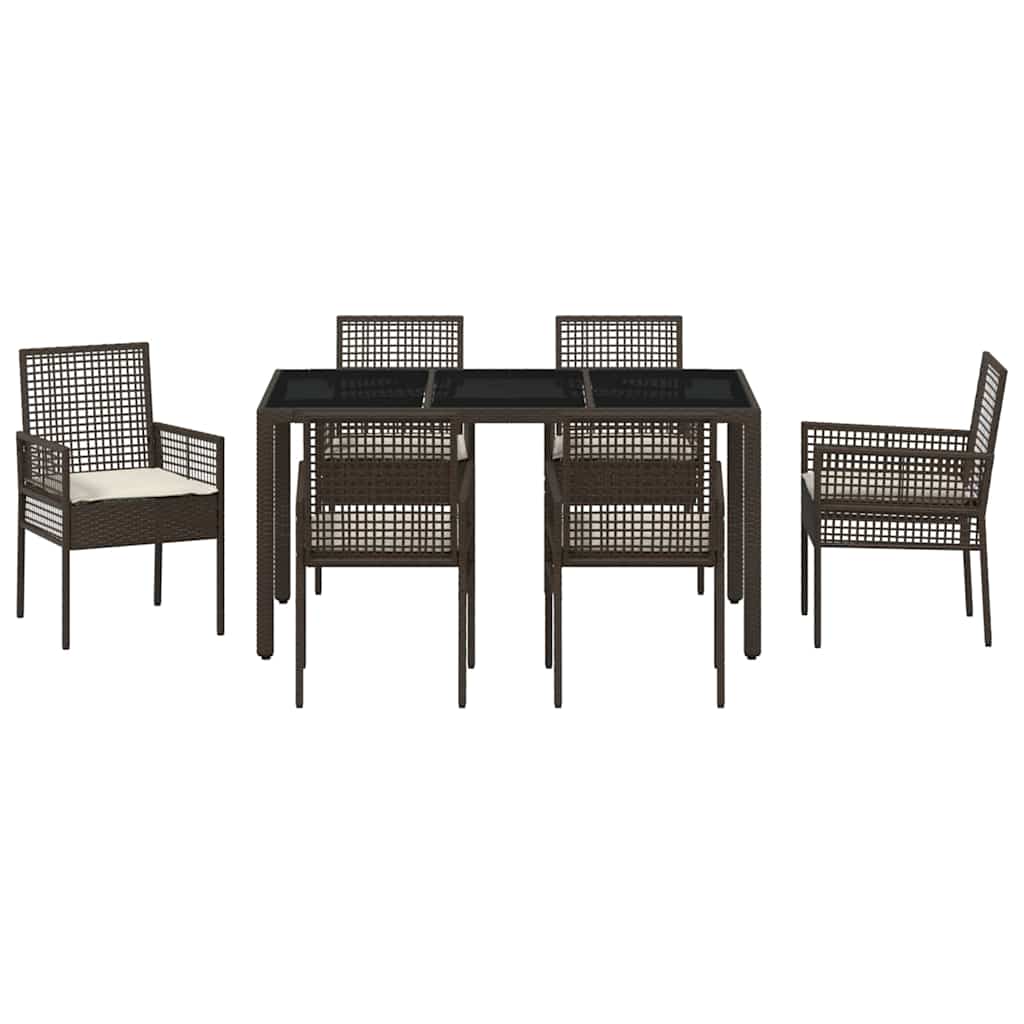 Have Spisebordssæt 7 pcs Brun polyrattan