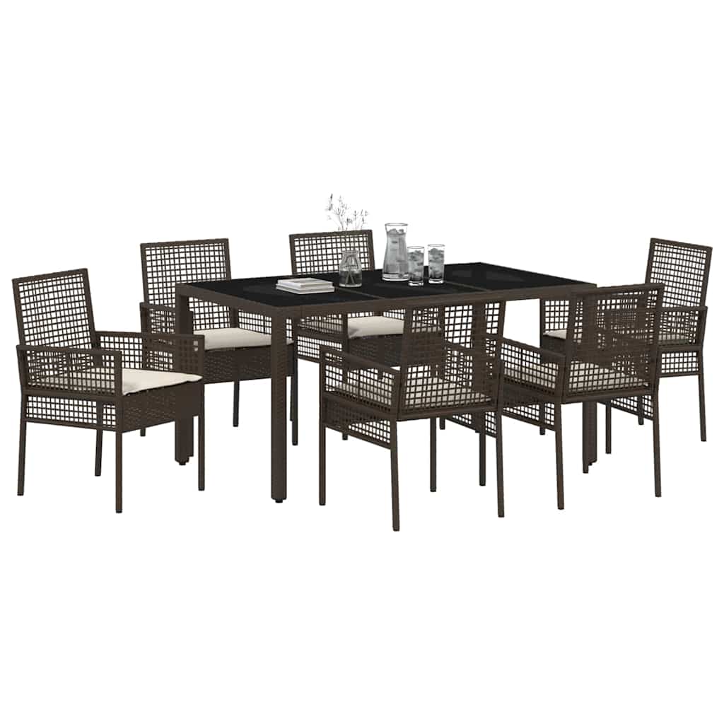 Have Spisebordssæt 7 pcs Brun polyrattan